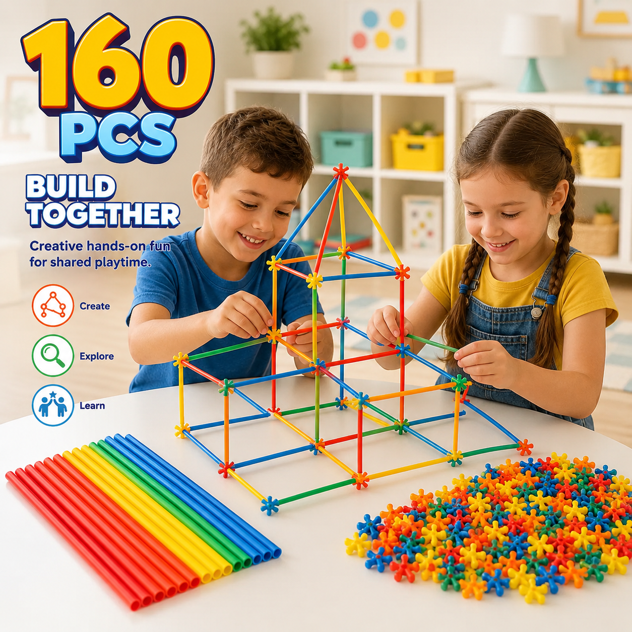 FlexiBamboo Building Sticks – STEM Construction Toy for Kids