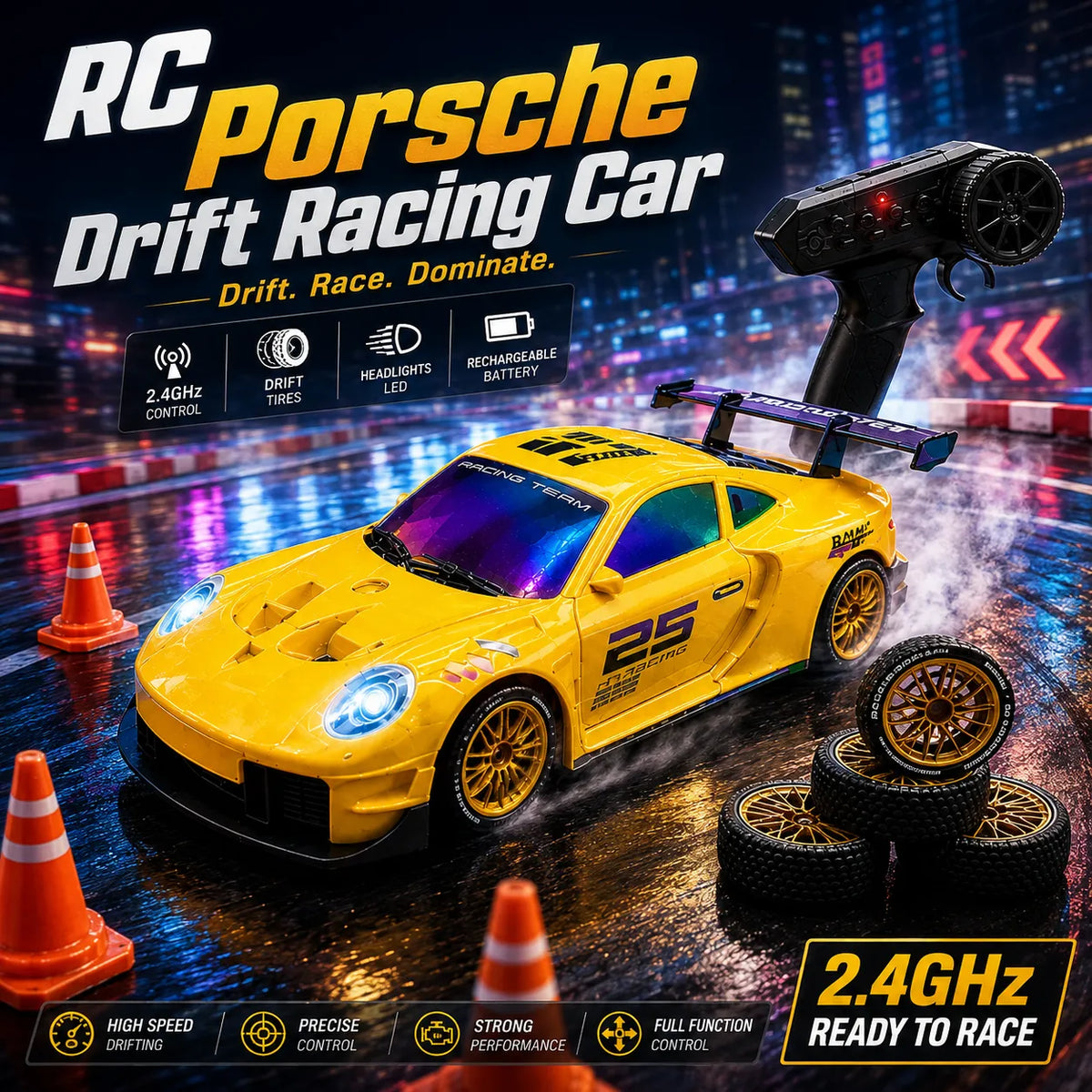 2.4GHz RC Porsche Drift Racing Car for Kids