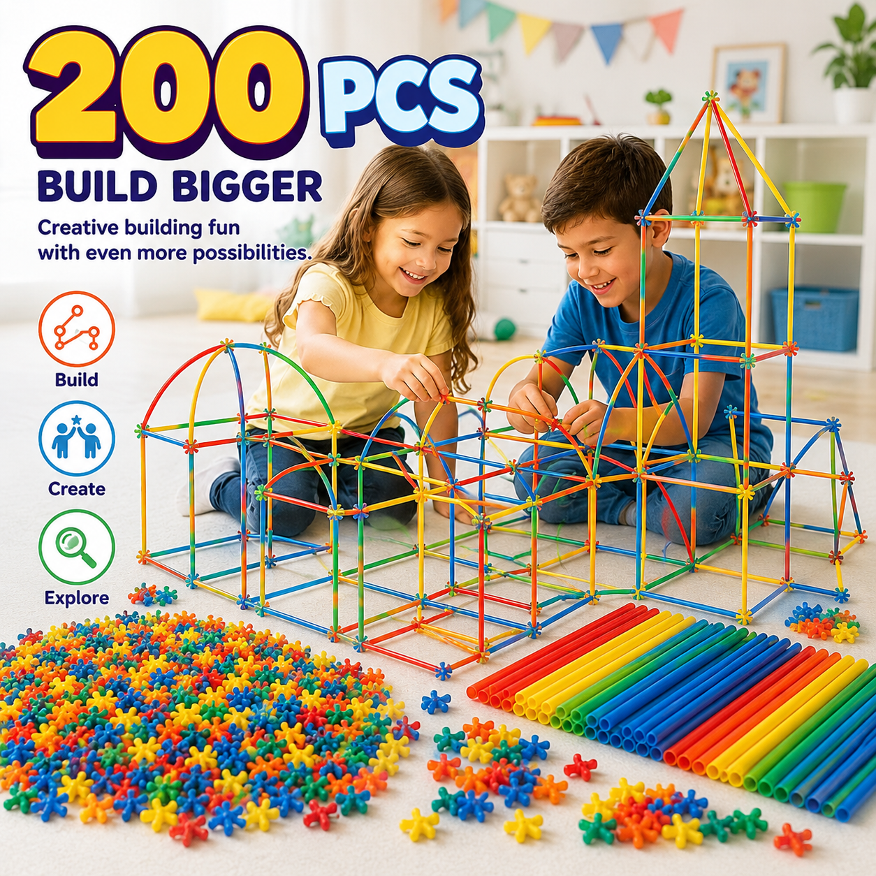 FlexiBamboo Building Sticks – STEM Construction Toy for Kids