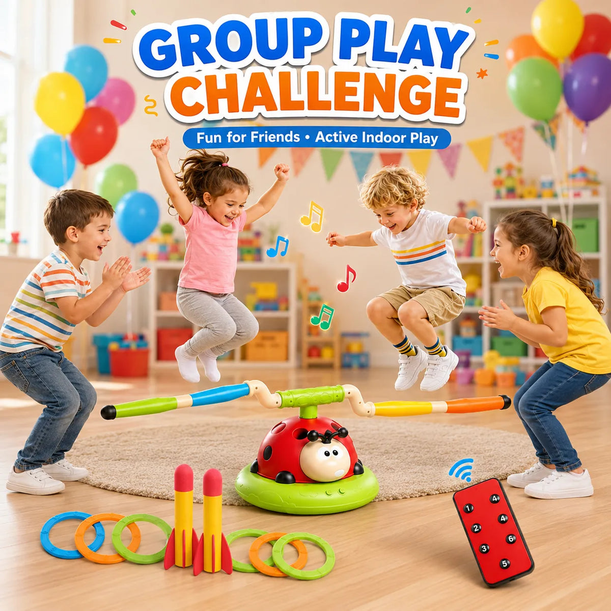 3-in-1 Ladybug RC Sports Activity Toy Set with Rocket Launcher