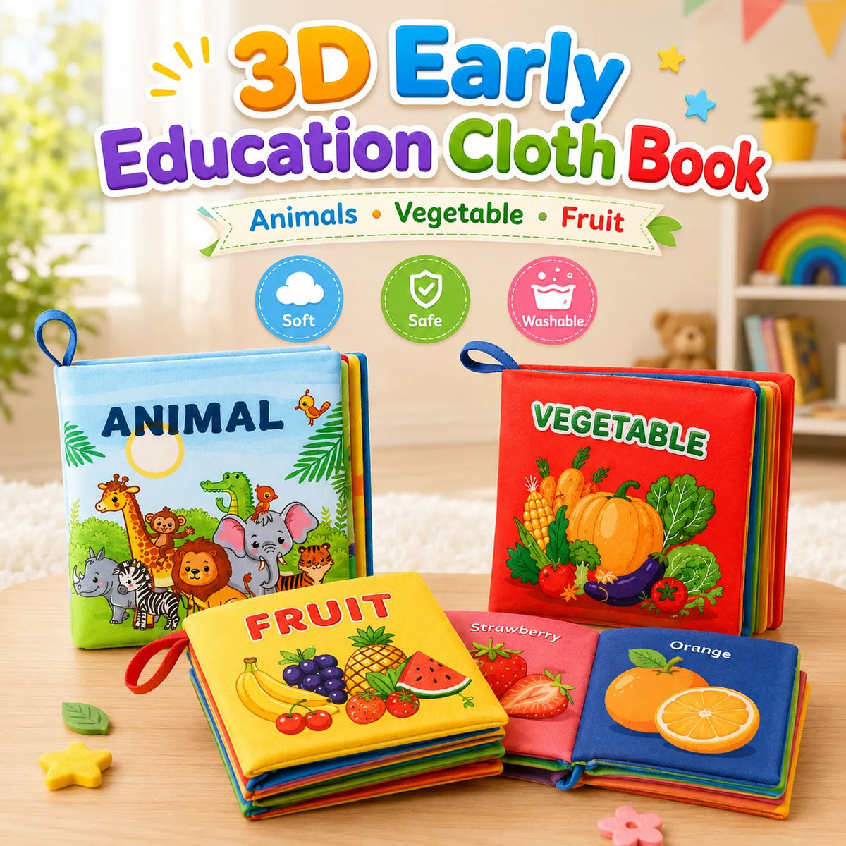 3D Early Education Cloth Book for Kids – Sensory Learning & Development Toy