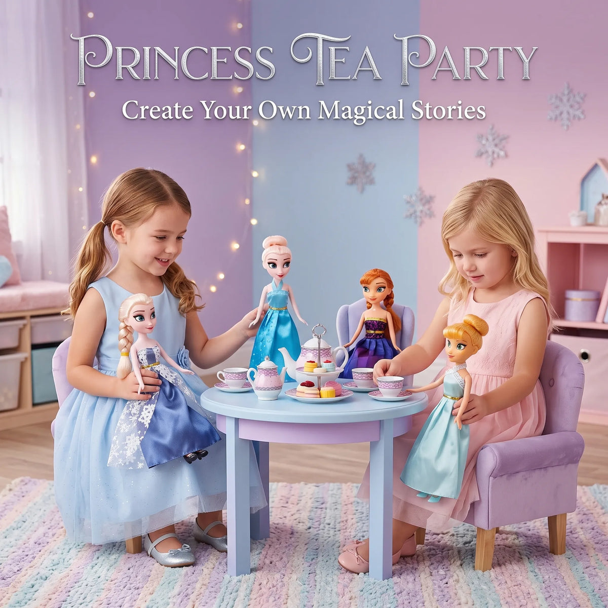 4-in-1 Frozen Elsa Princess Dolls Set for Girls