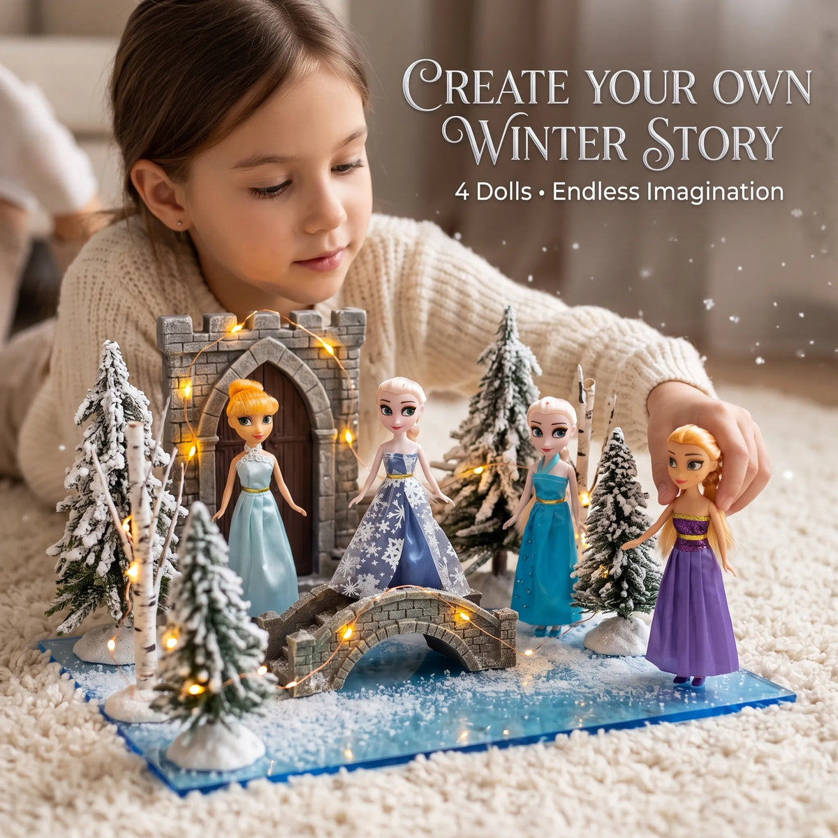 4-in-1 Frozen Elsa Princess Dolls Set for Girls