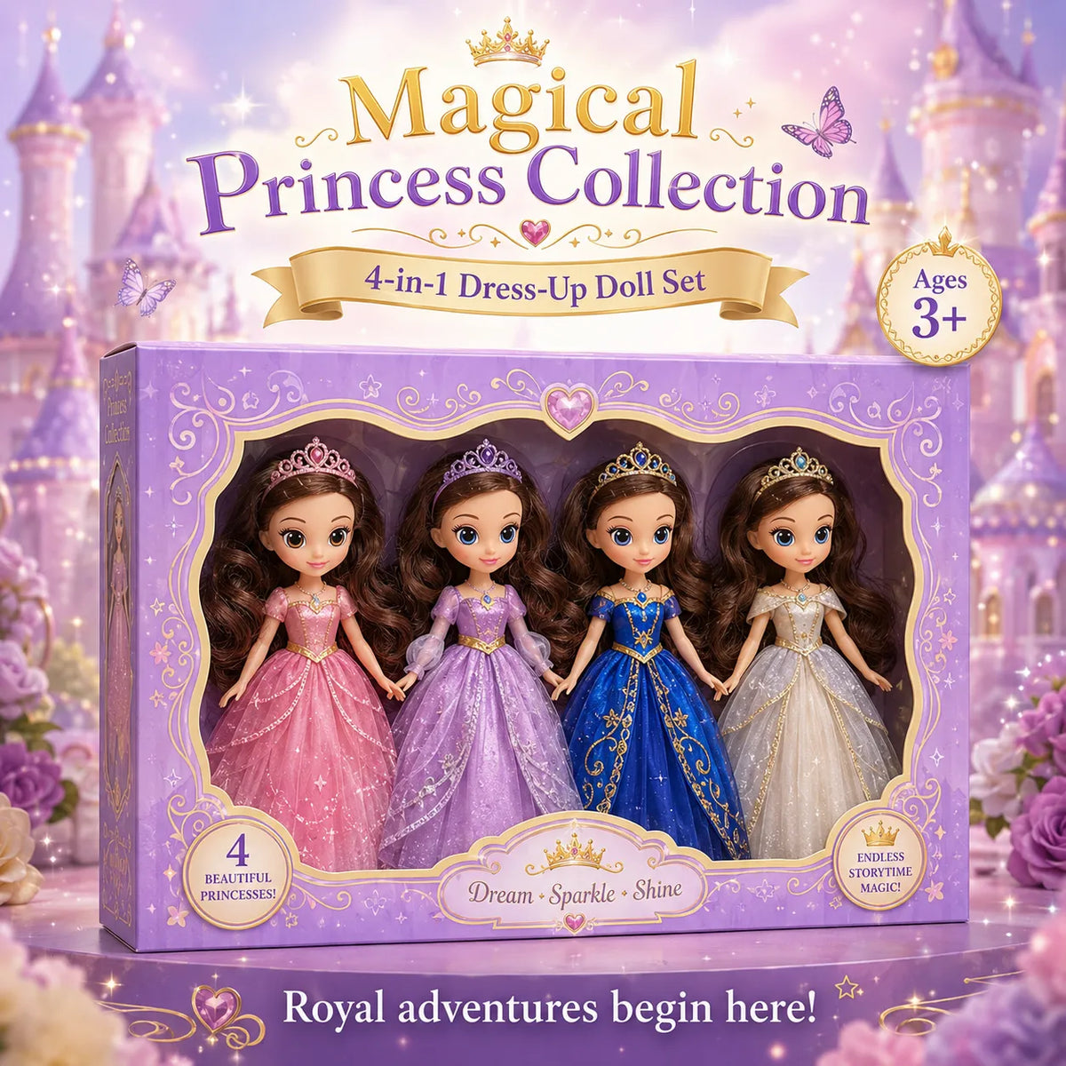 4-in-1 Sofia Princess Dress-Up Doll Toy for Girls