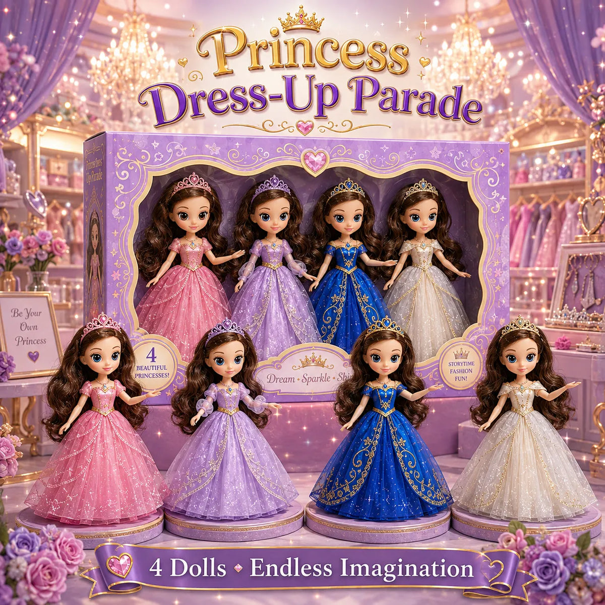 4-in-1 Sofia Princess Dress-Up Doll Toy for Girls