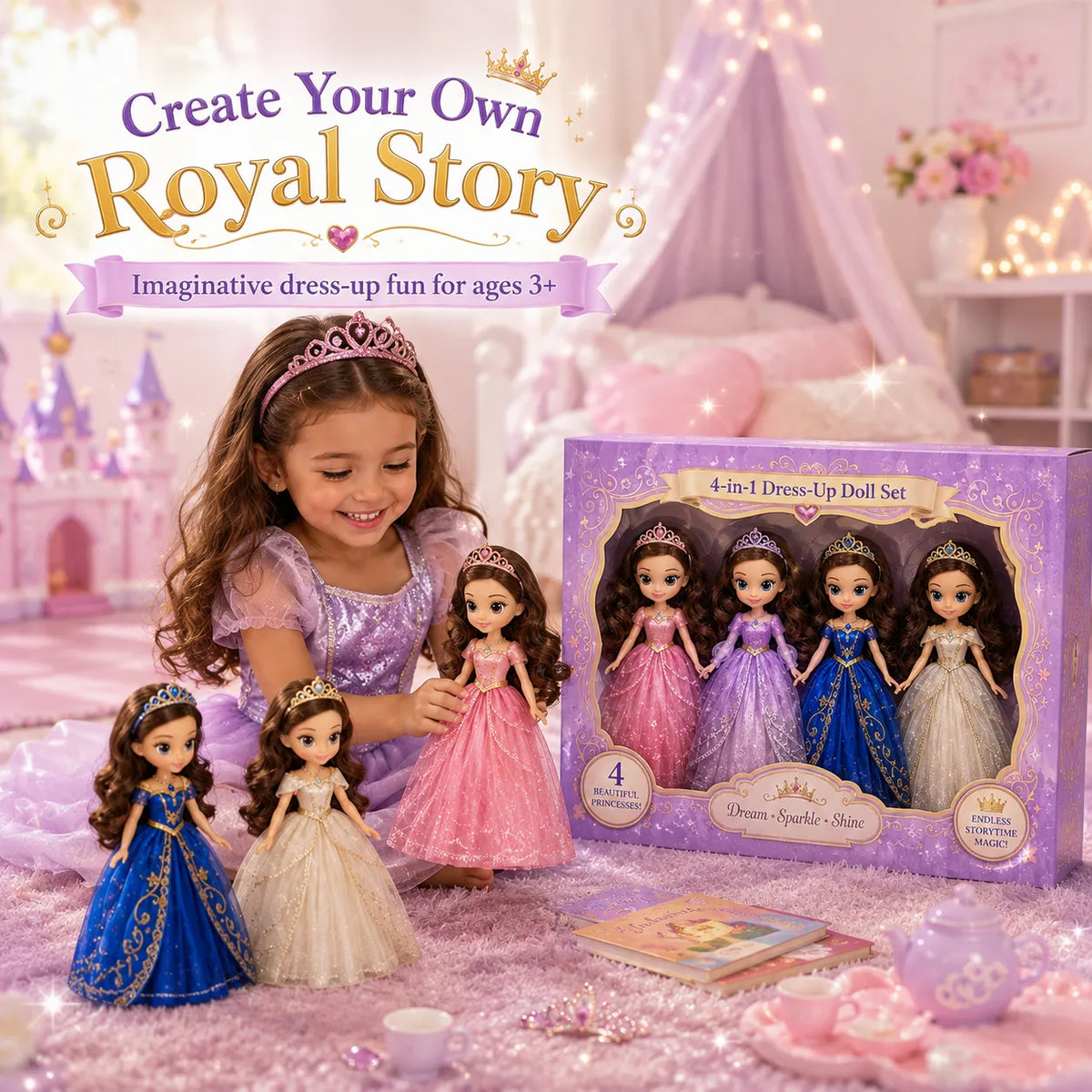 4-in-1 Sofia Princess Dress-Up Doll Toy for Girls
