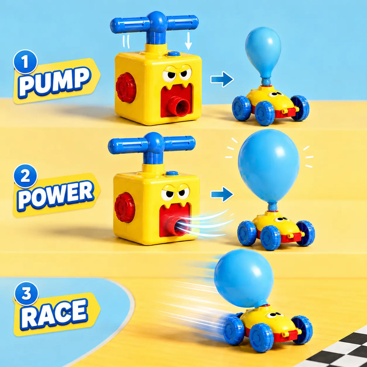 AirZoom Balloon-Powered Racing Car – STEM Air-Powered Racing Toy