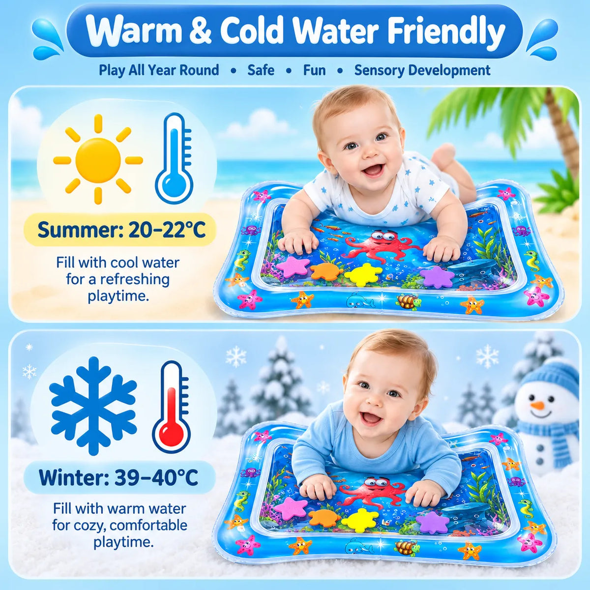 AquaTummy Inflatable Water Play Mat – Tummy Time Sensory Mat for Babies | Toynic Kids Zone