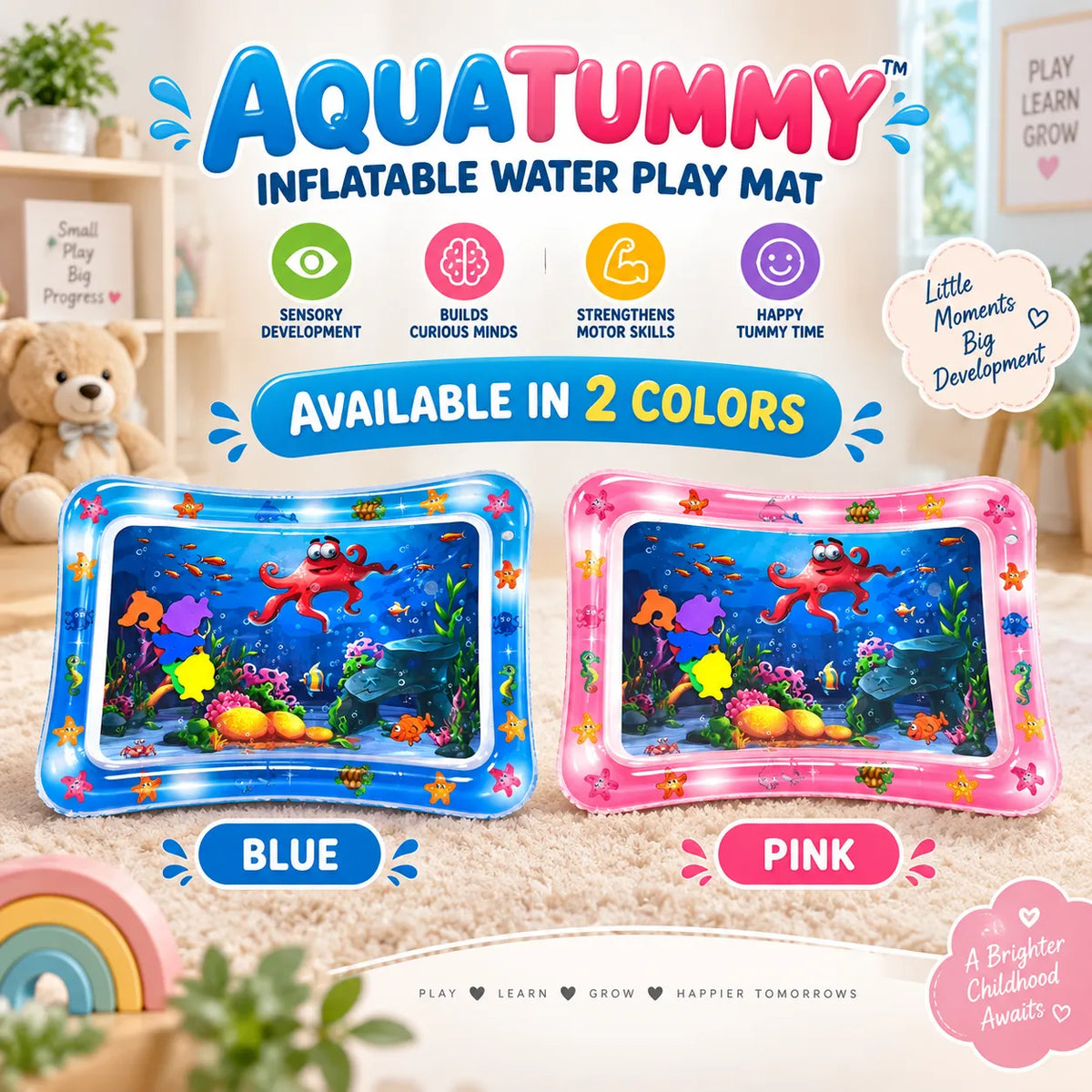 AquaTummy Inflatable Water Play Mat – Tummy Time Sensory Mat for Babies | Toynic Kids Zone