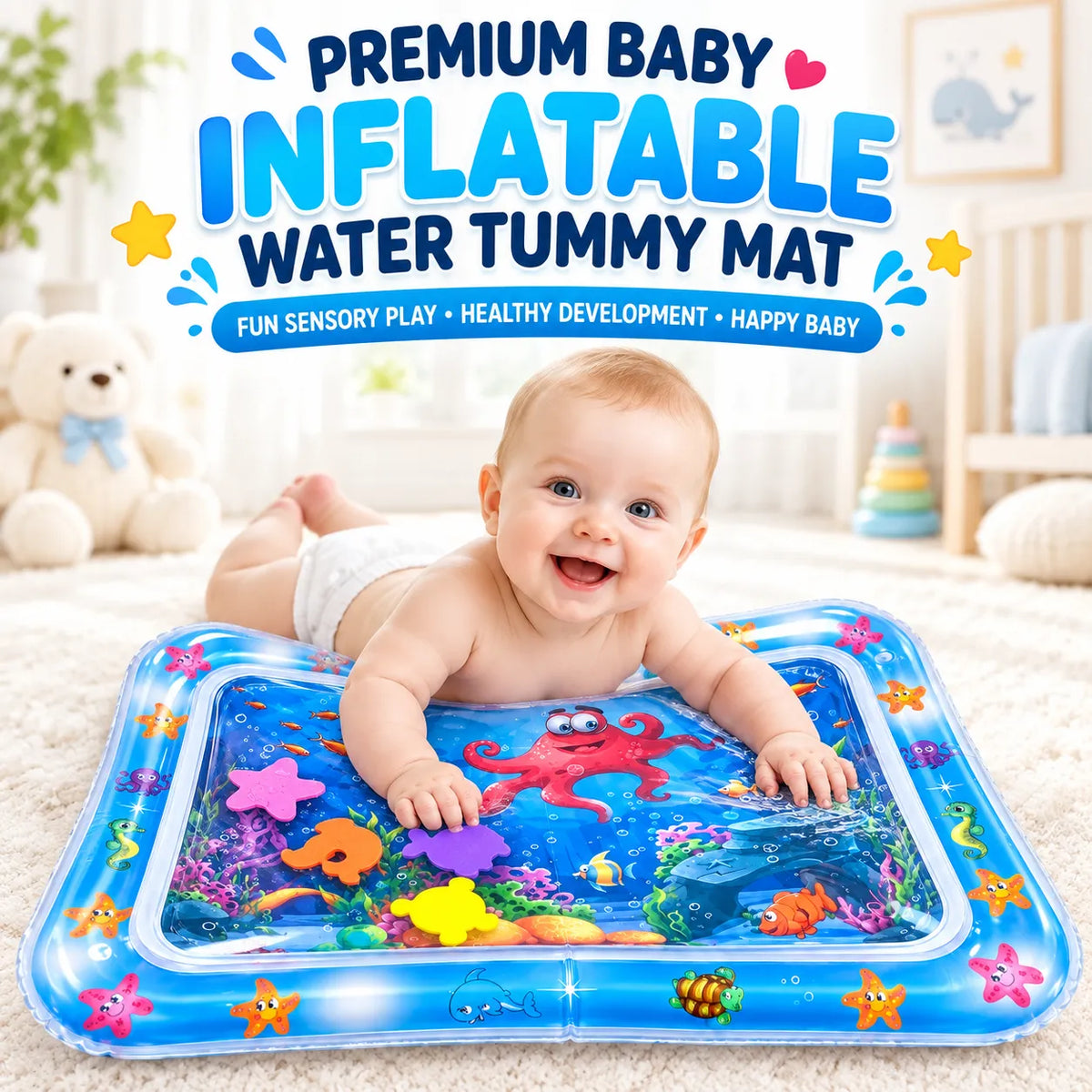 AquaTummy Inflatable Water Play Mat – Tummy Time Sensory Mat for Babies | Toynic Kids Zone