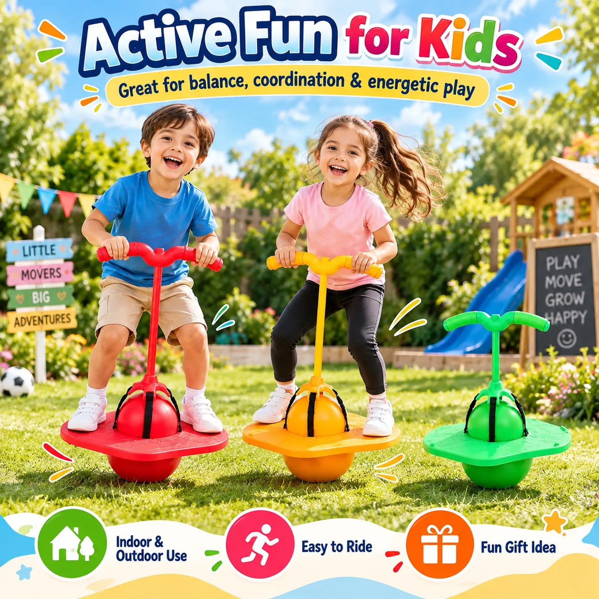 Balance Jumping Ball with Handle for Kids – Active Outdoor Play Toy