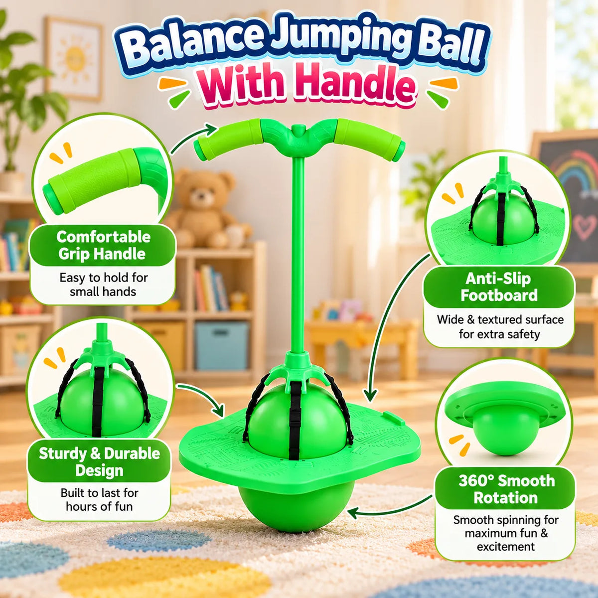 Balance Jumping Ball with Handle for Kids – Active Outdoor Play Toy