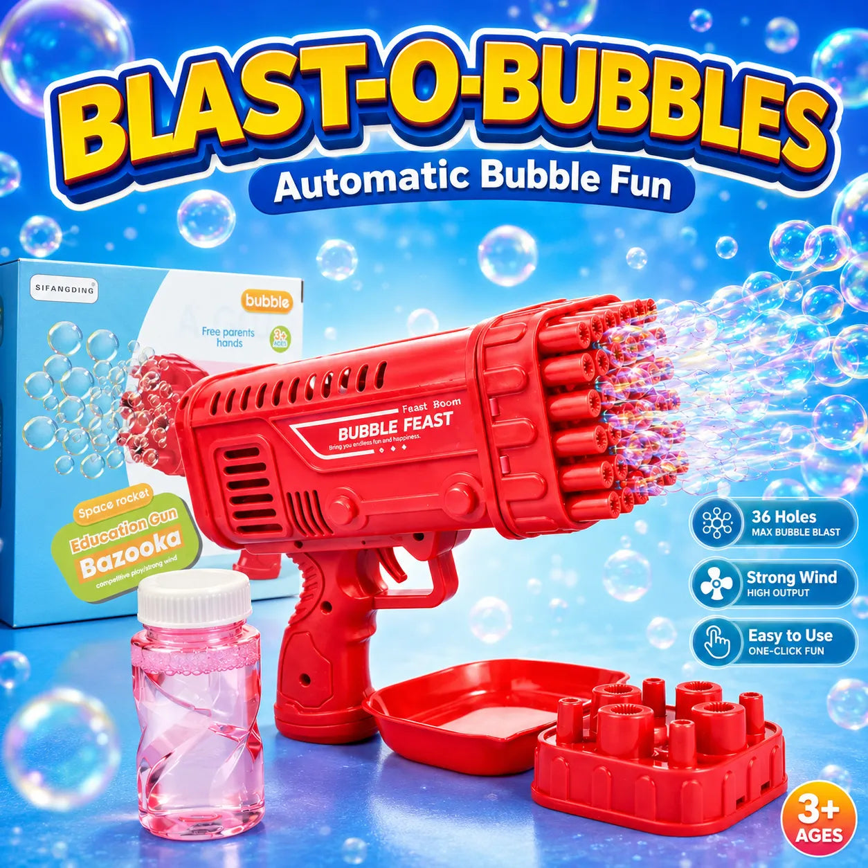 Blast-O-Bubbles Bazzoka Rocket Gun — Electric Bubble Maker – Automatic Electric Bubble Gun