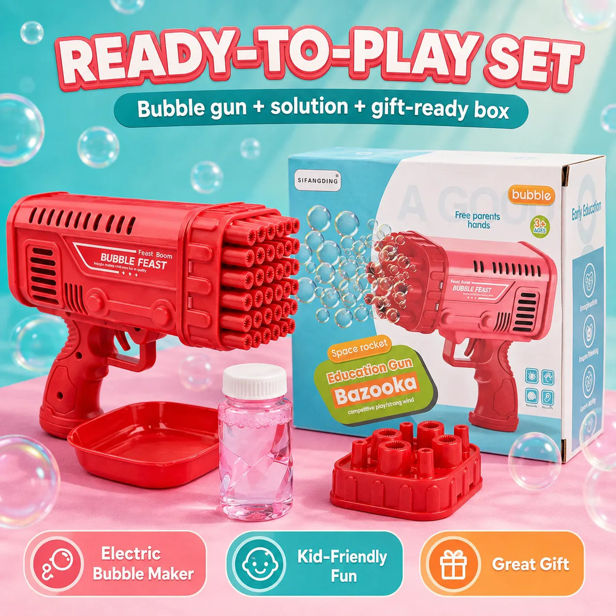 Blast-O-Bubbles Bazzoka Rocket Gun — Electric Bubble Maker – Automatic Electric Bubble Gun