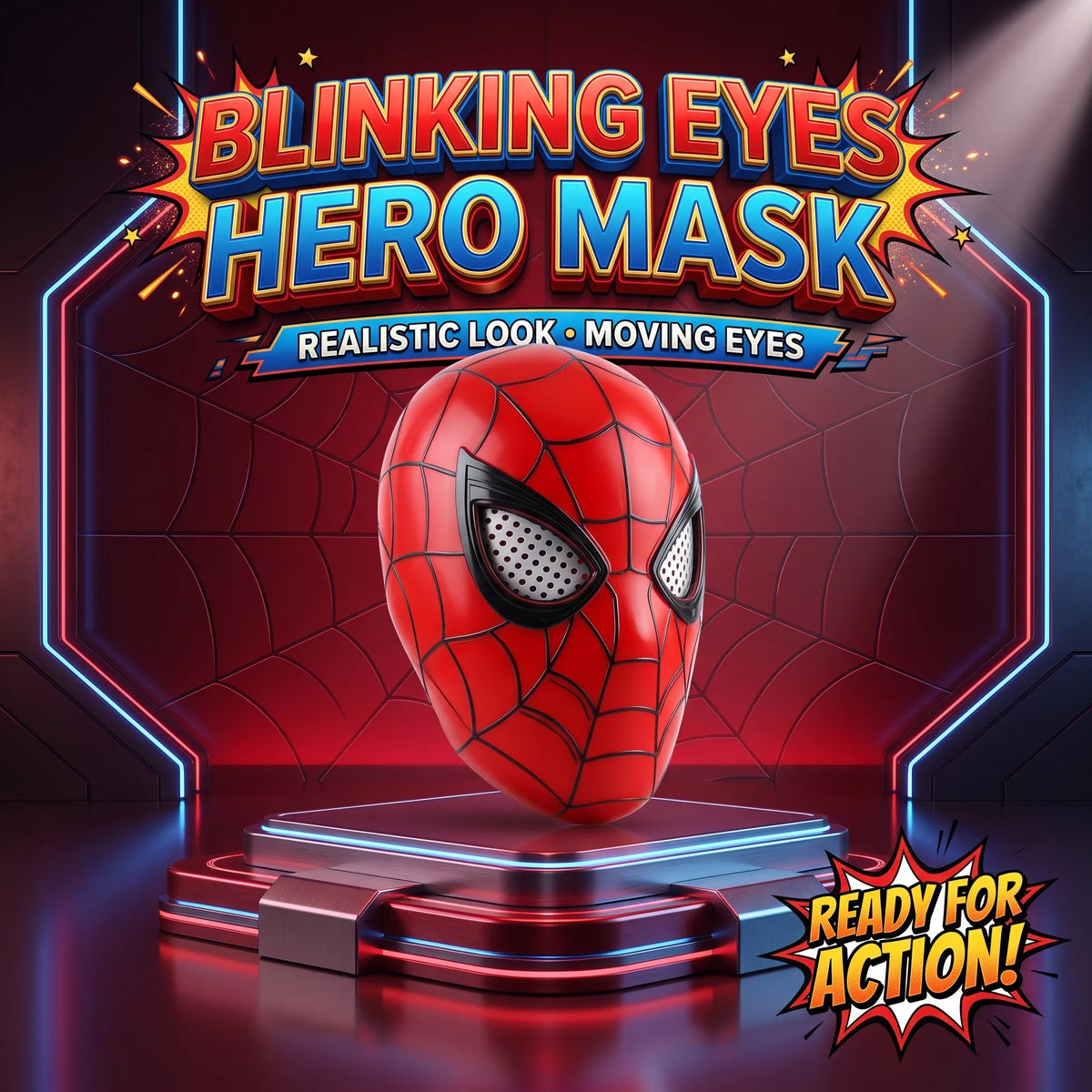 Blinking Eyes Spider-Man Mask for Kids – Superhero Costume Accessory with Moving Eyes