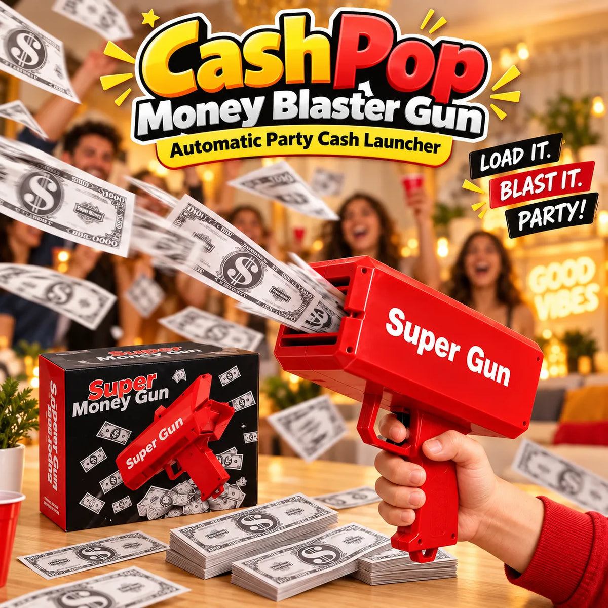 CashPop Money Blaster Gun – Automatic Party Cash Launcher