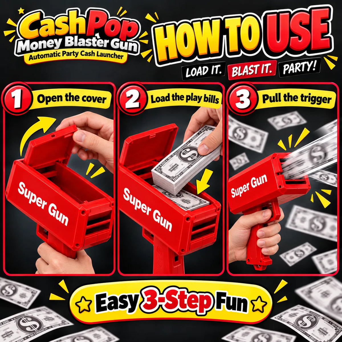 CashPop Money Blaster Gun – Automatic Party Cash Launcher