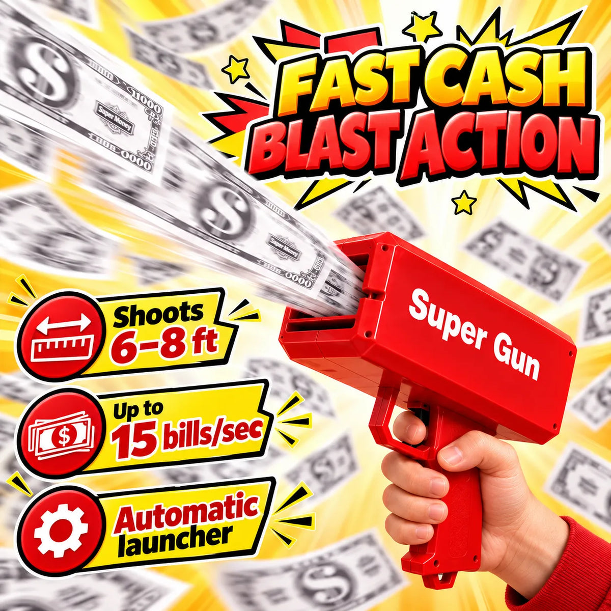 CashPop Money Blaster Gun – Automatic Party Cash Launcher
