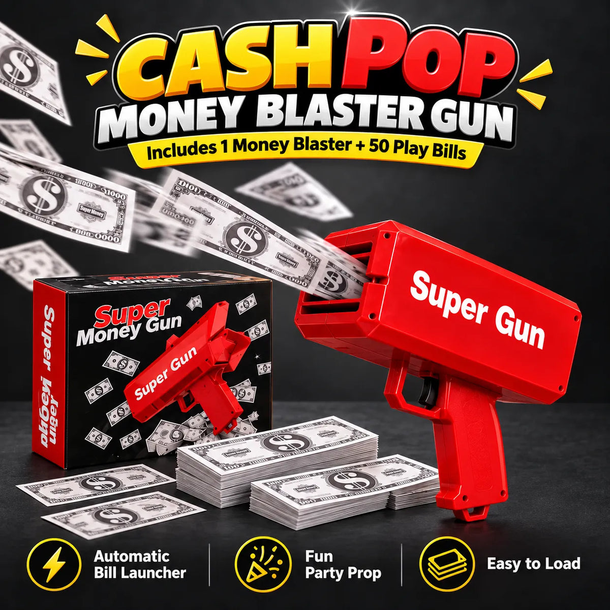 CashPop Money Blaster Gun – Automatic Party Cash Launcher