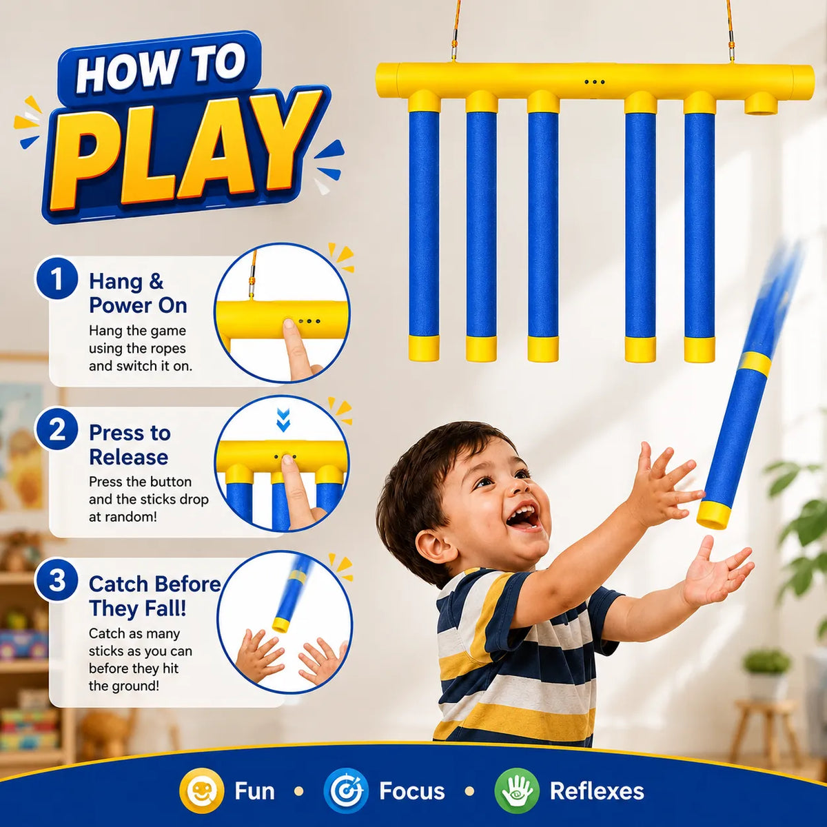 Catching Sticks Hand-Eye Coordination Game for Kids