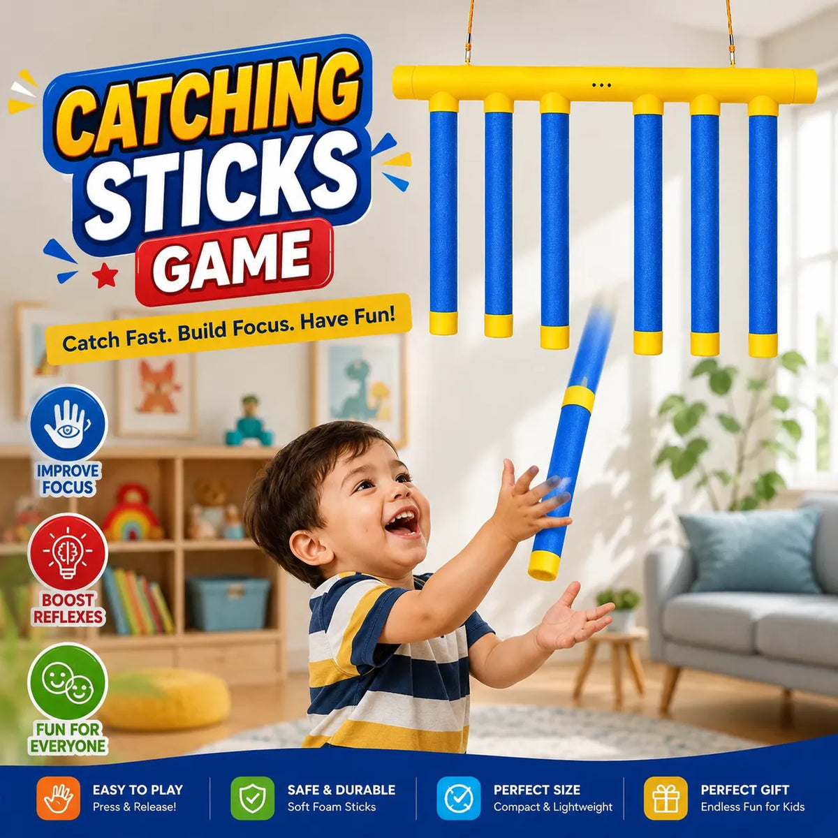 Catching Sticks Hand-Eye Coordination Game for Kids