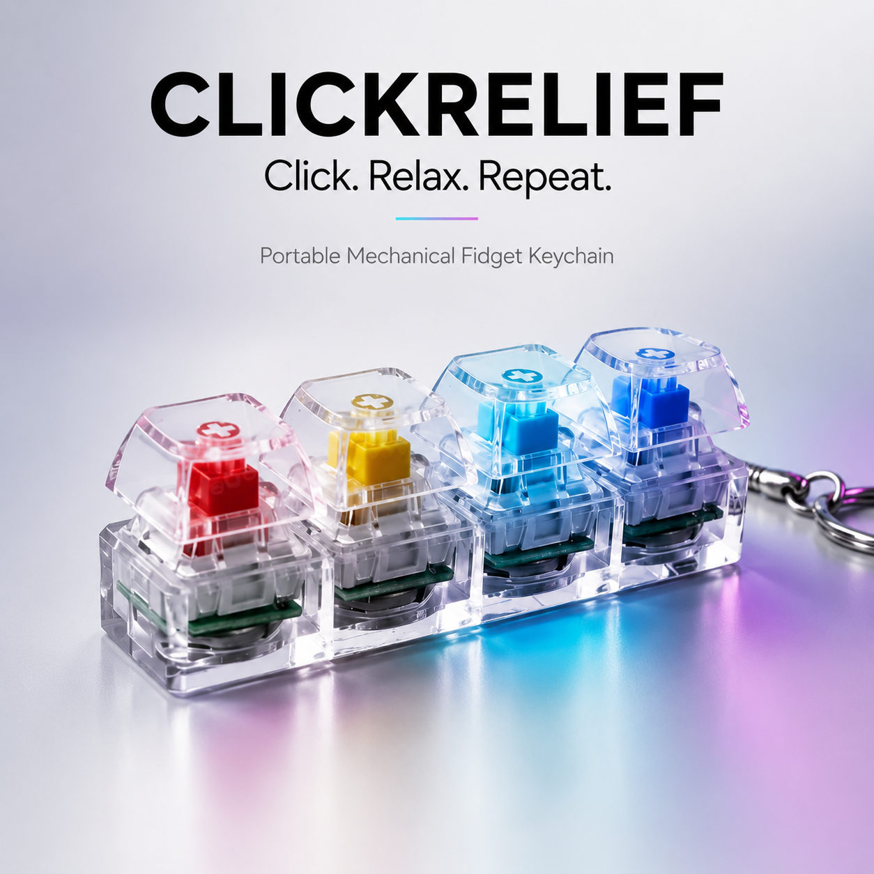 ClickRelief Keyboard Fidget Keychain – Sensory Stress-Relief Clicker