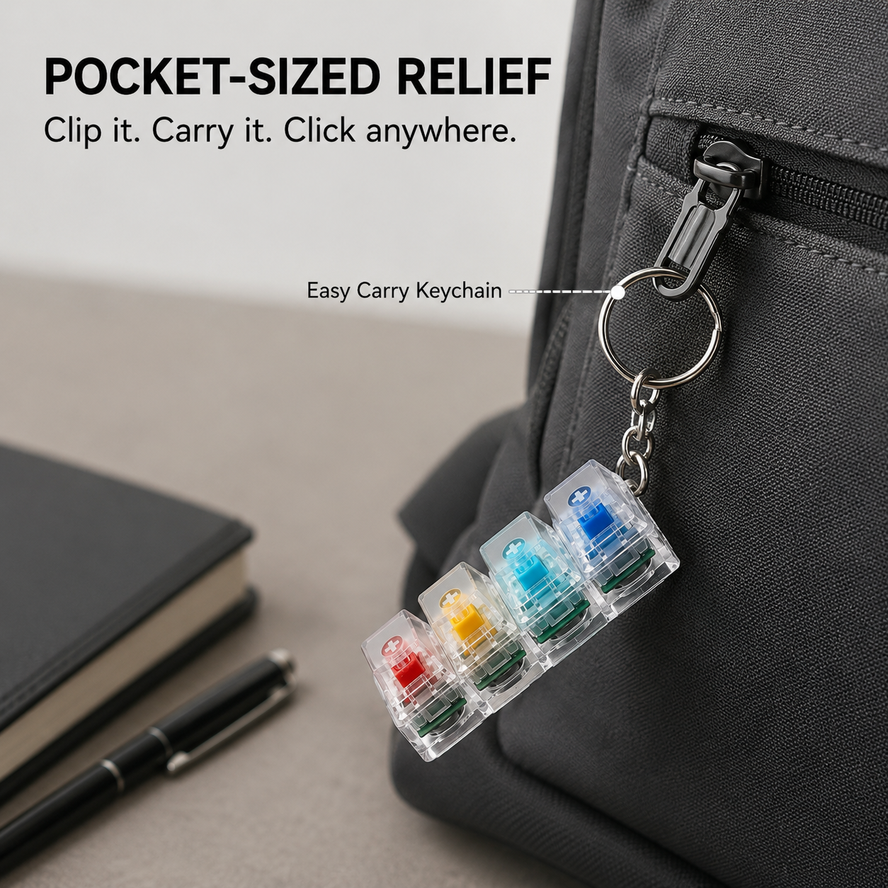 ClickRelief Keyboard Fidget Keychain – Sensory Stress-Relief Clicker