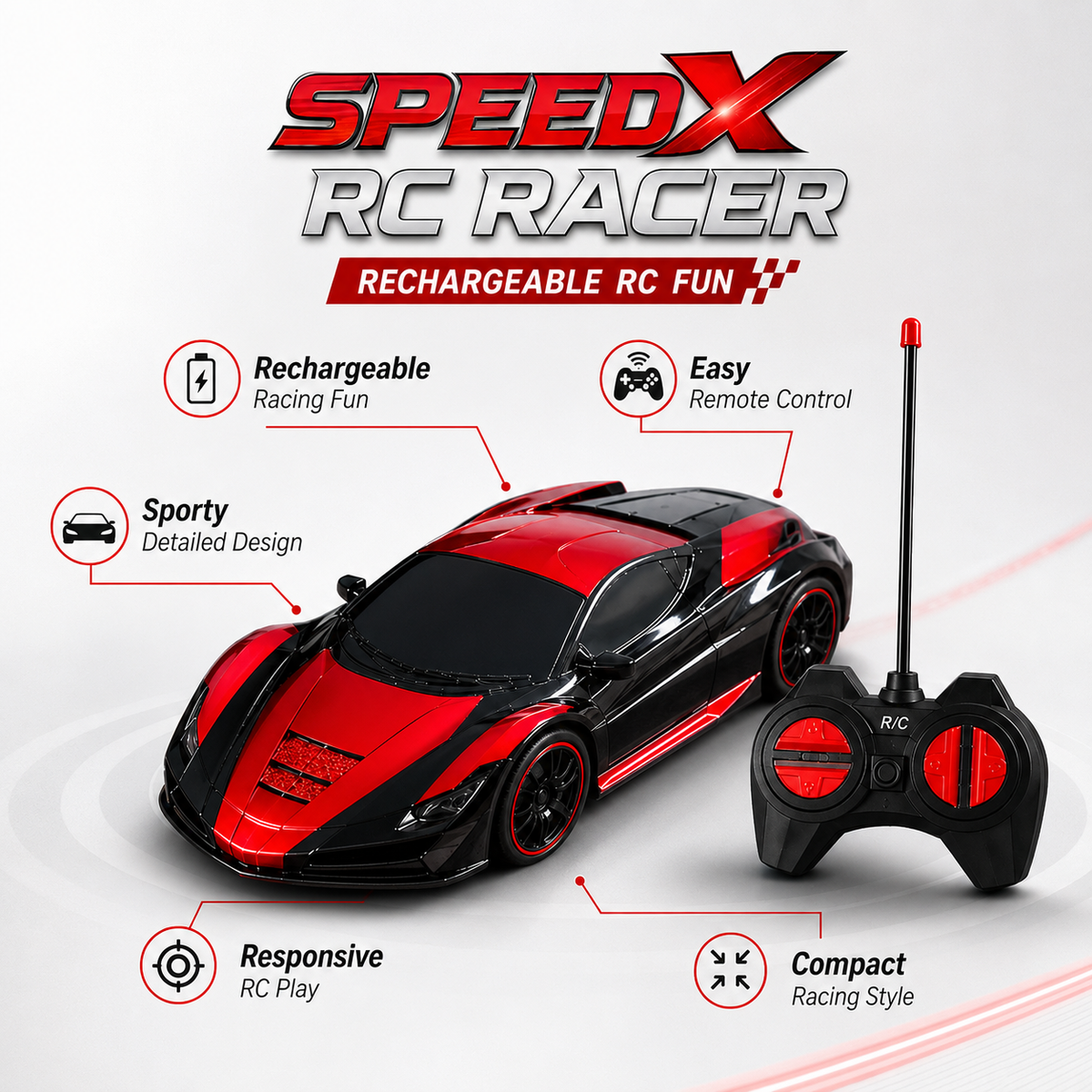 SpeedX Off-Road Rechargeable RC Racer – RC Toys for Kids