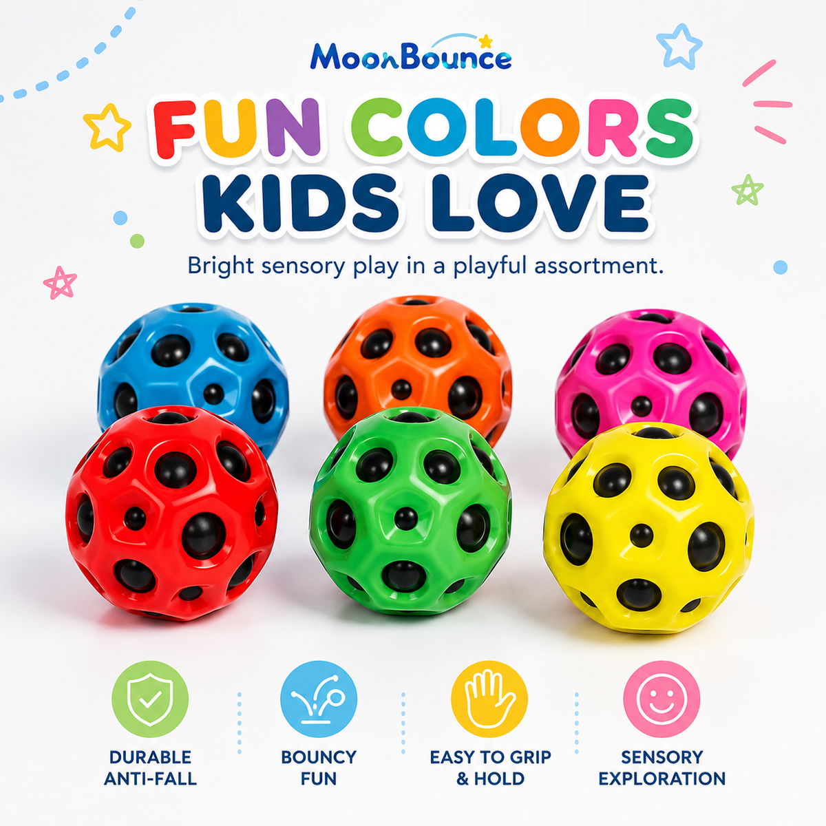 MoonBounce Anti-Fall Bouncy Ball – Sensory Indoor & Outdoor Toy