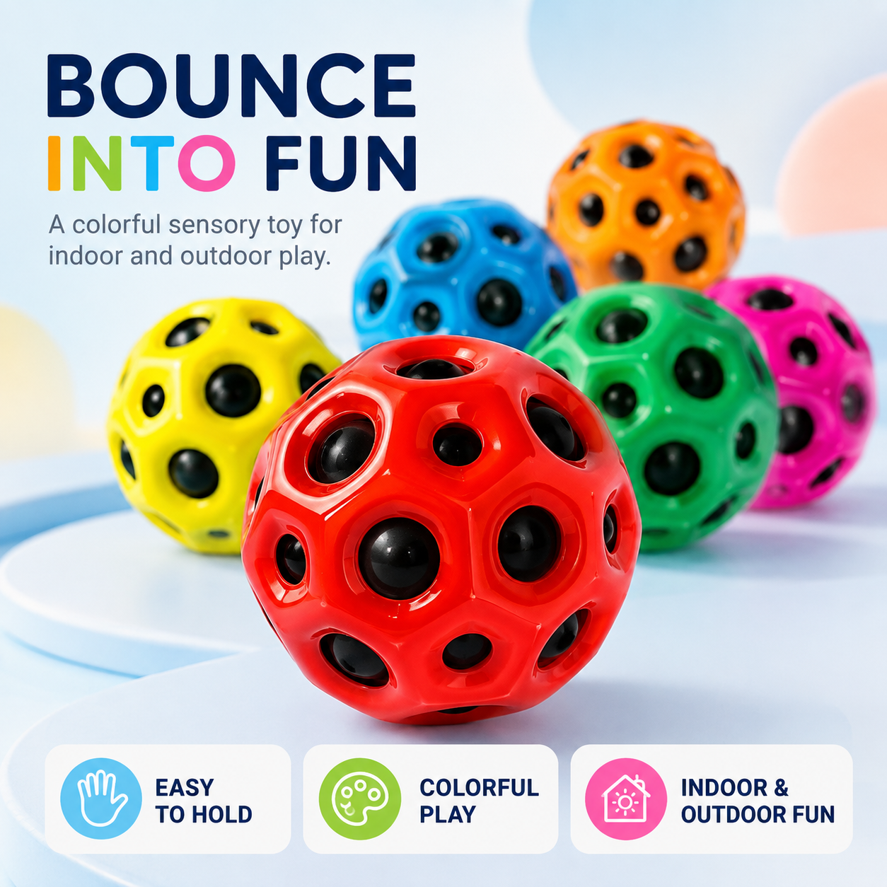MoonBounce Anti-Fall Bouncy Ball – Sensory Indoor & Outdoor Toy
