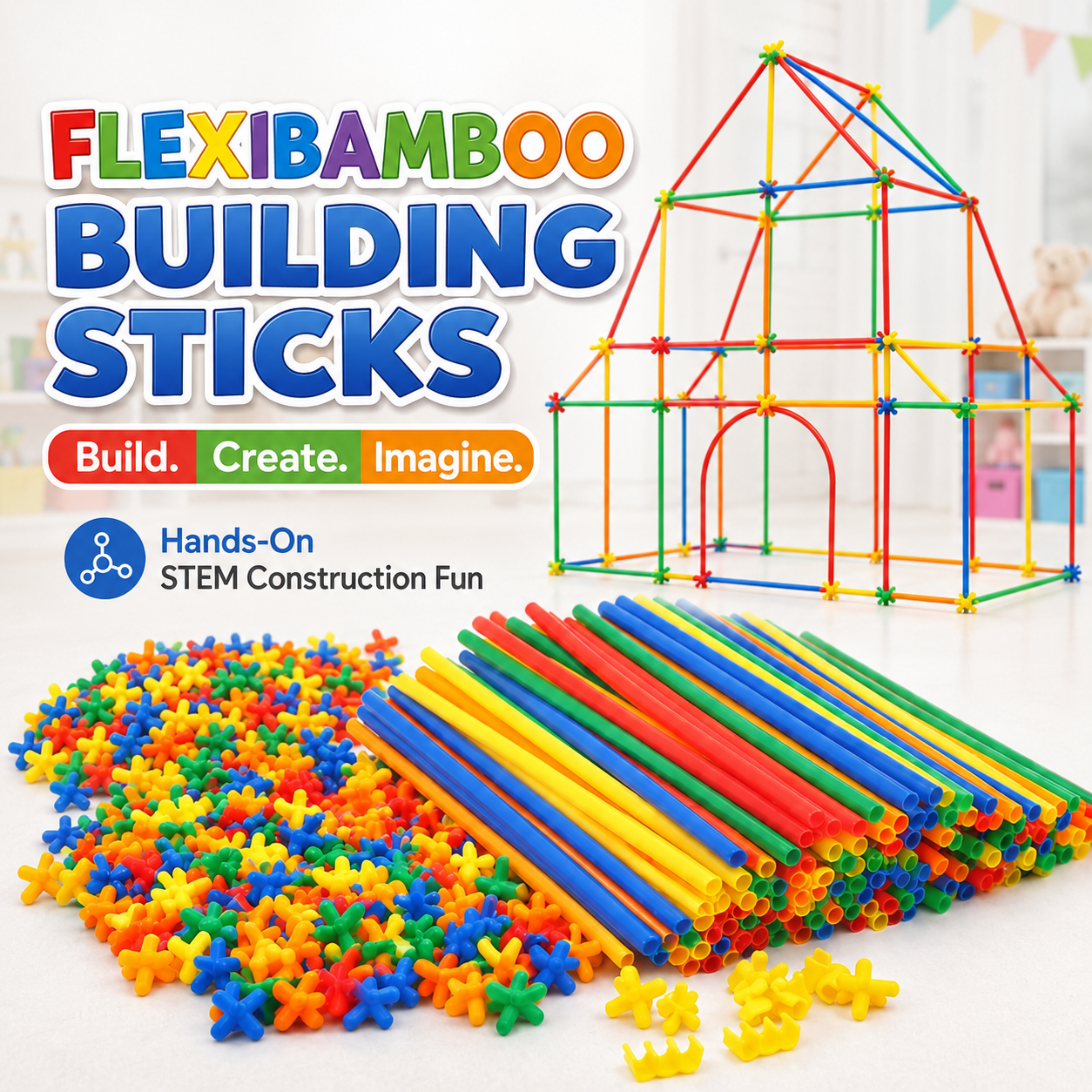 FlexiBamboo Building Sticks – STEM Construction Toy for Kids