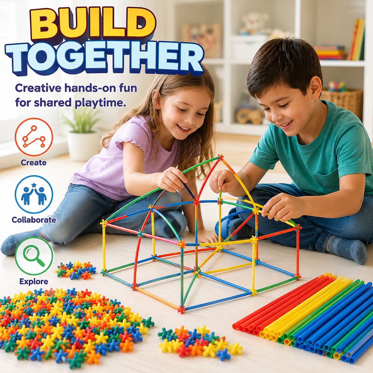 FlexiBamboo Building Sticks – STEM Construction Toy for Kids