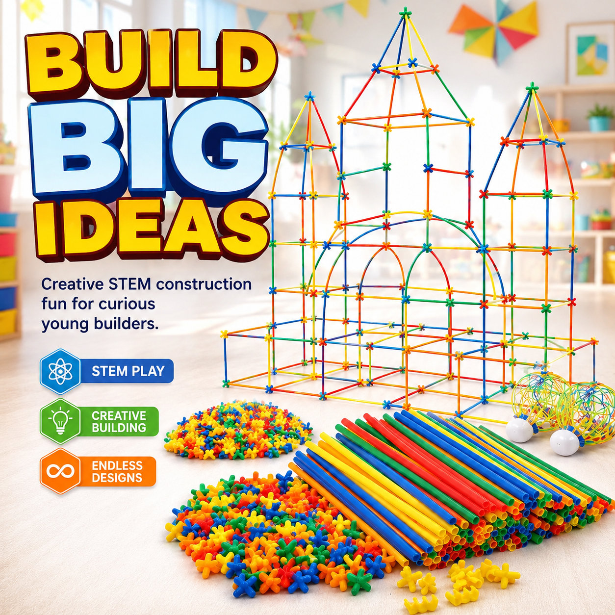 FlexiBamboo Building Sticks – STEM Construction Toy for Kids