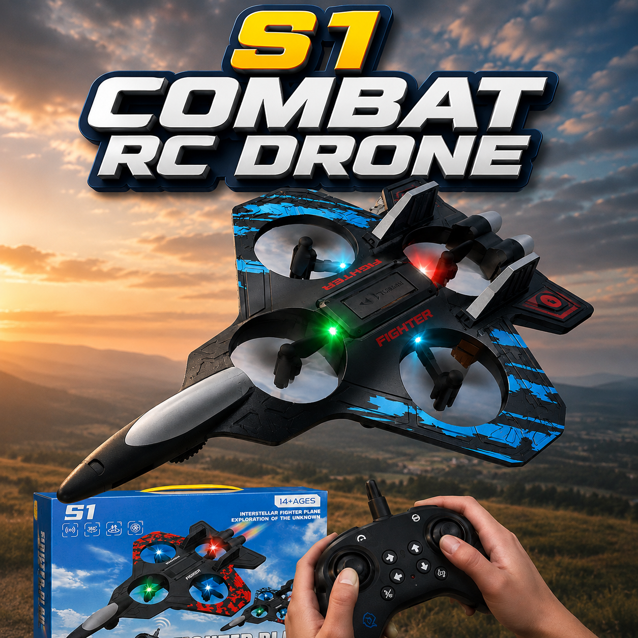 S1 SkyViper Combat Jet RC Drone – Rechargeable RC Flying Toy for Beginners