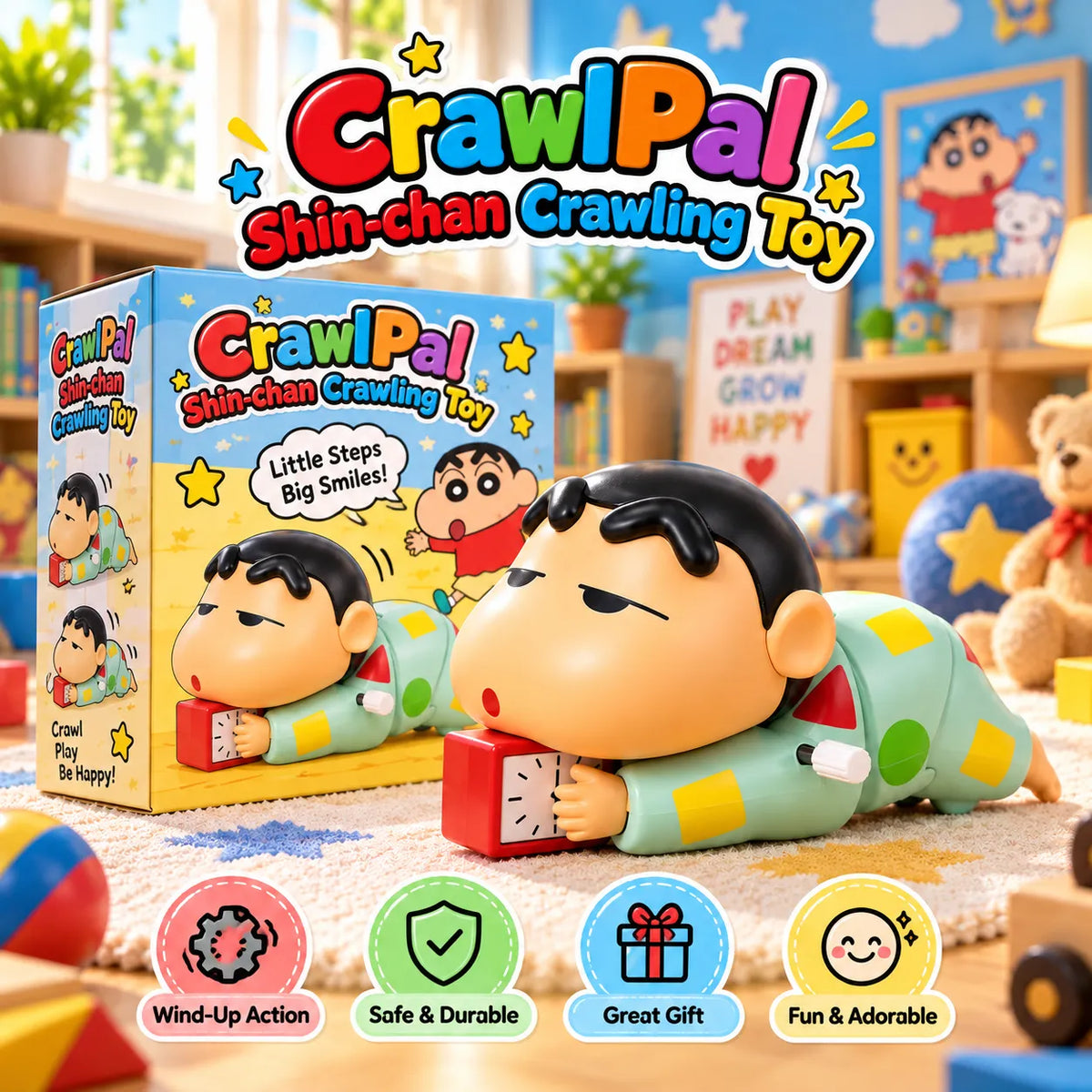 CrawlPal Shin-chan Crawling Toy – Musical Development Toy for Babies | Toynic Kids Zone