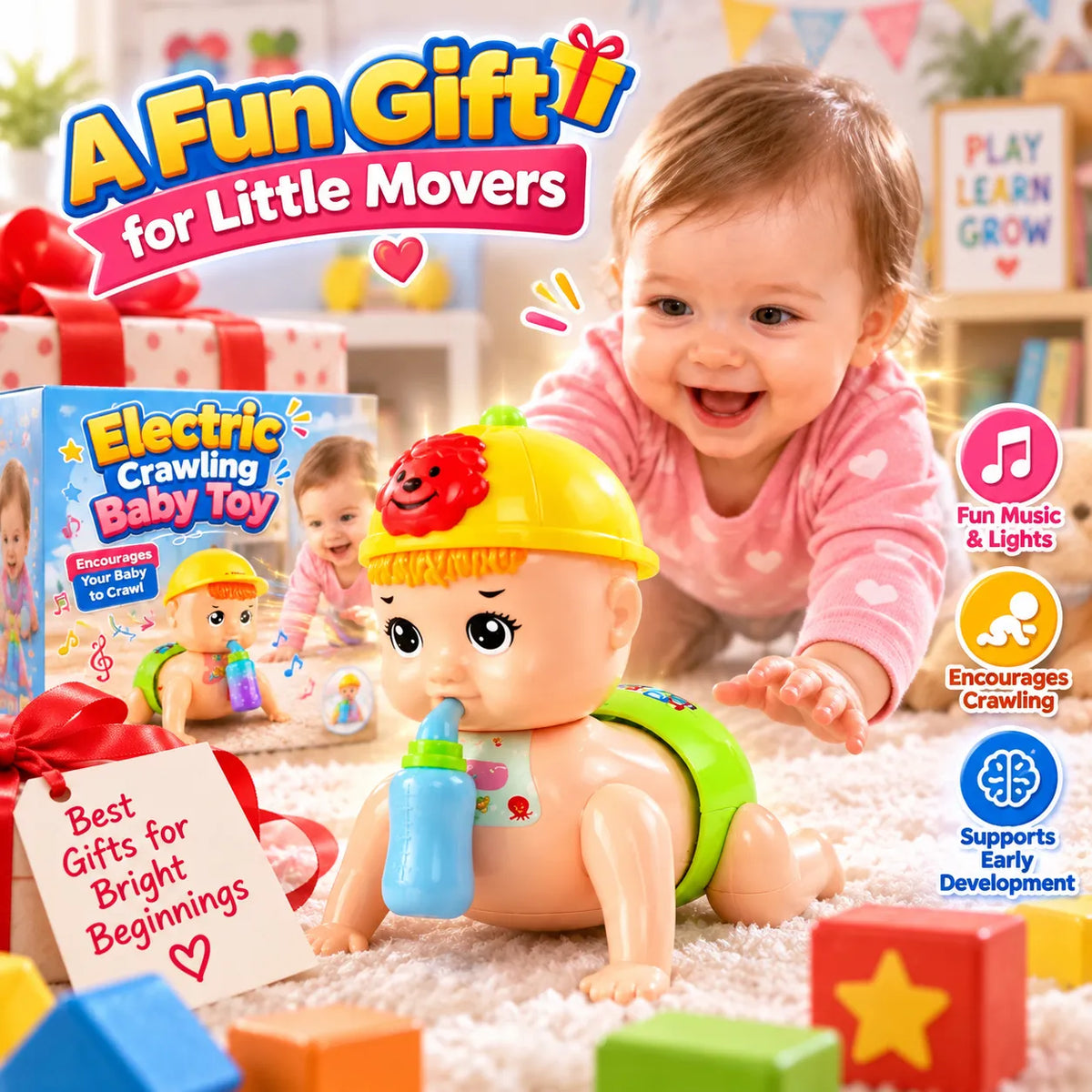 CrawlTune Electric Crawling Baby Toy – Musical Development Toy for Babies