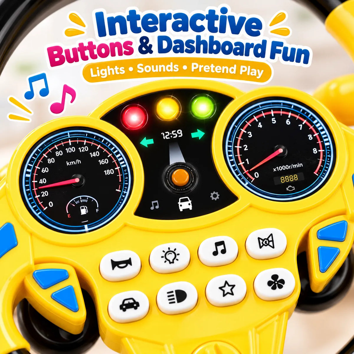 DriveMate Multifunctional Steering Wheel Toy – Light & Sound Pretend Driving Toy | Toynic Kids Zone