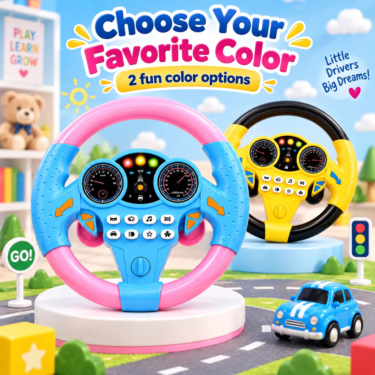 DriveMate Multifunctional Steering Wheel Toy – Light & Sound Pretend Driving Toy | Toynic Kids Zone