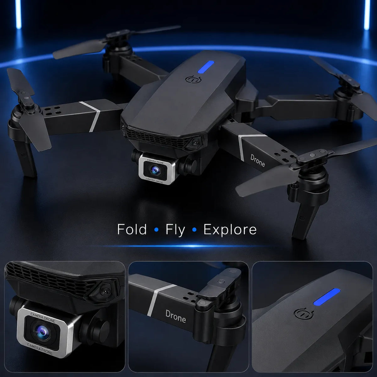 E88 PRO Drone with LED Lights & HD Camera – Foldable Aerial Photography Drone