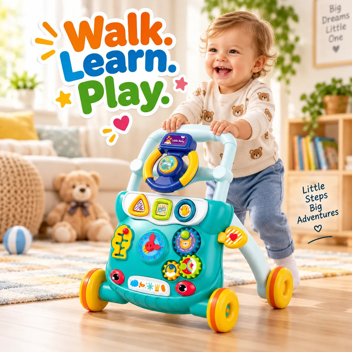 FirstSteps Baby Push Walker – Baby Learning Walker with Activity Panel | Toynic Kids Zone