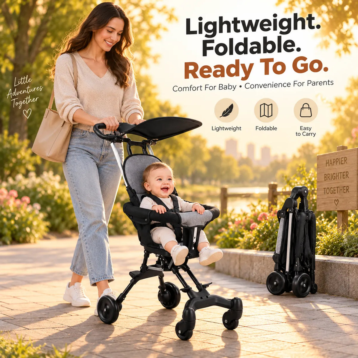 Foldable Lightweight Baby Stroller & Baby Carrier