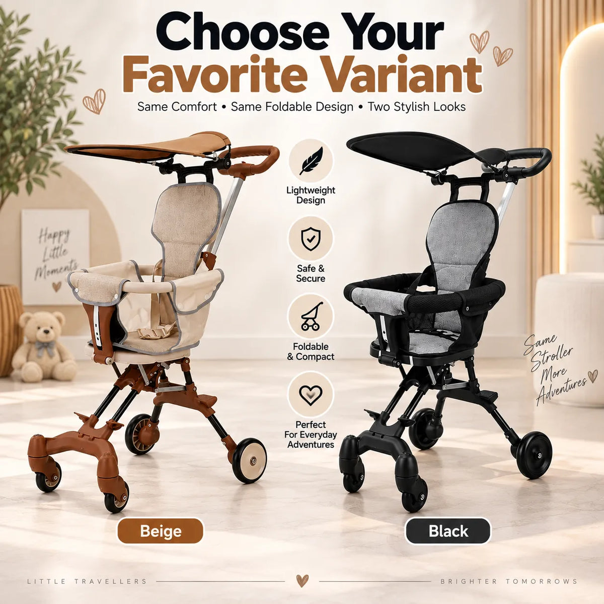 Foldable Lightweight Baby Stroller & Baby Carrier