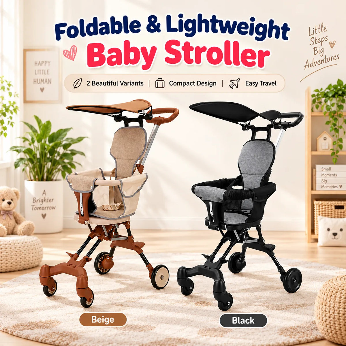 Foldable Lightweight Baby Stroller & Baby Carrier