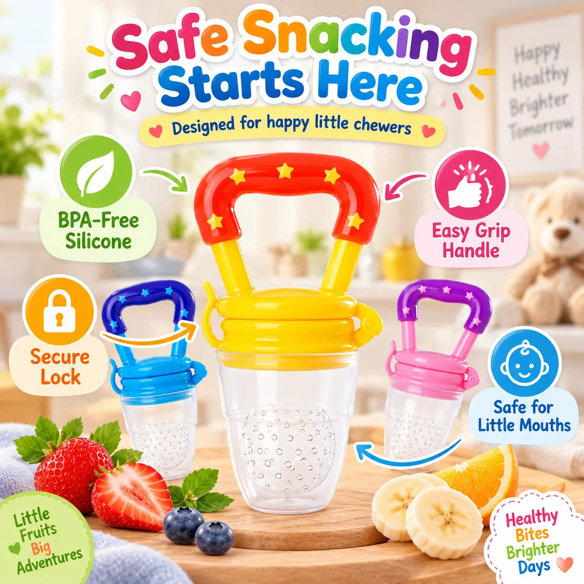 FruitBite Silicone Pacifier Feeder – BPA-Free Silicone Fruit Feeder