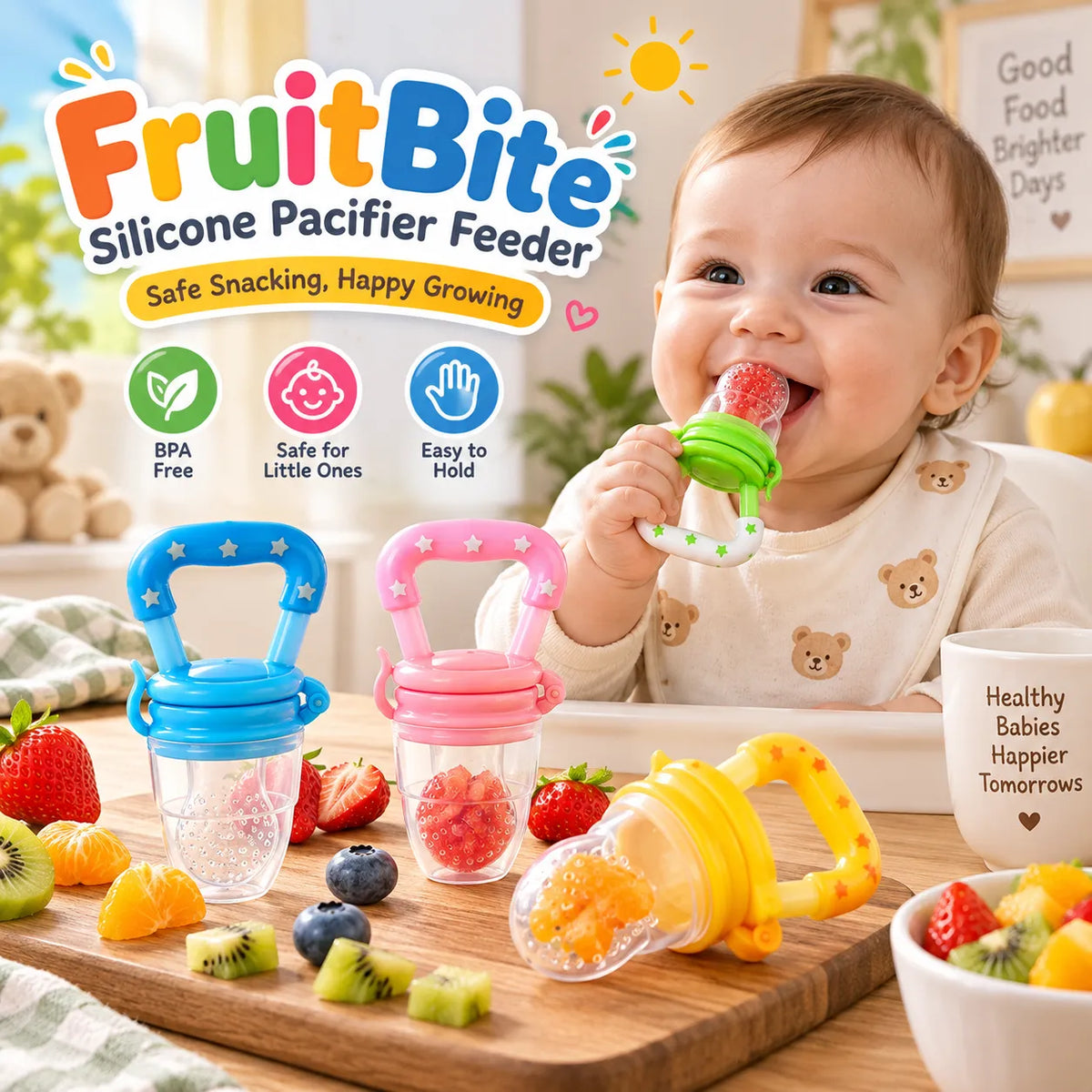 FruitBite Silicone Pacifier Feeder – BPA-Free Silicone Fruit Feeder