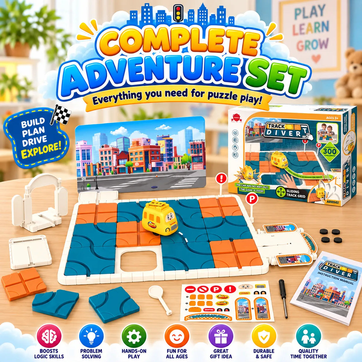 Fun Track Maze City Adventure Puzzle Game – Brain Teaser Logic Toy