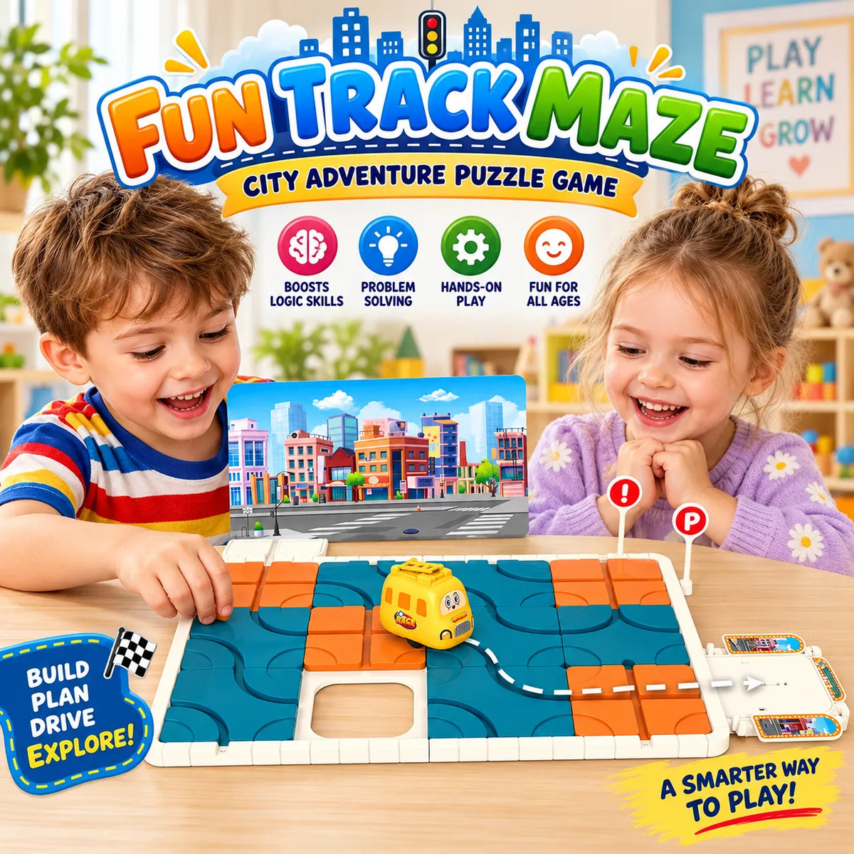 Fun Track Maze City Adventure Puzzle Game – Brain Teaser Logic Toy