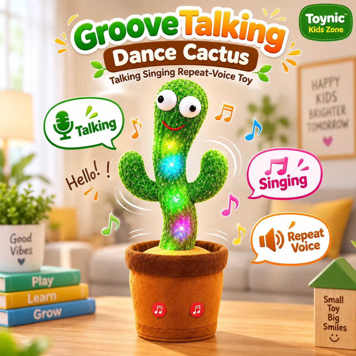 GrooveTalking Dance Cactus – Talking Singing Repeat-Voice Toy | Toynic Kids Zone