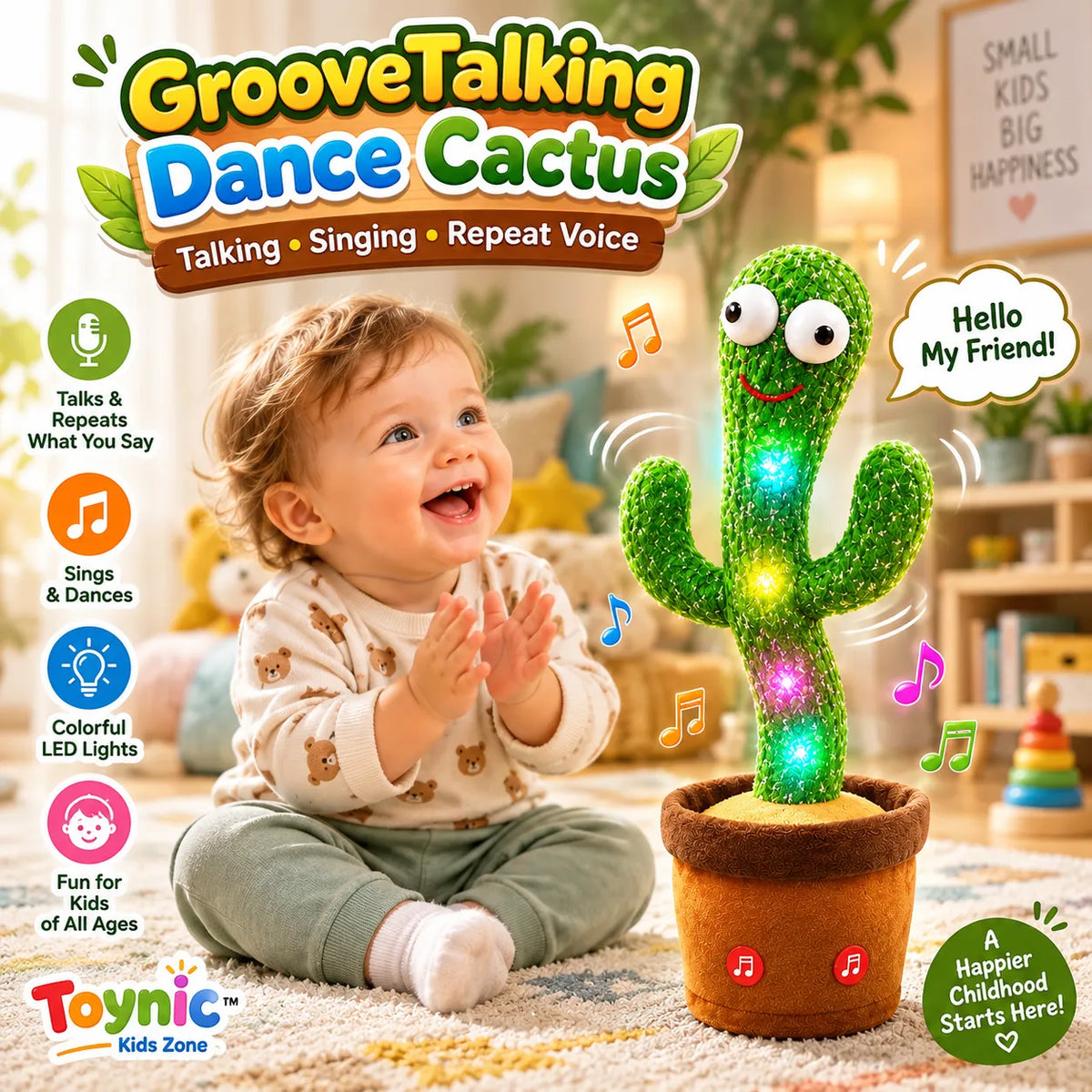 GrooveTalking Dance Cactus – Talking Singing Repeat-Voice Toy | Toynic Kids Zone