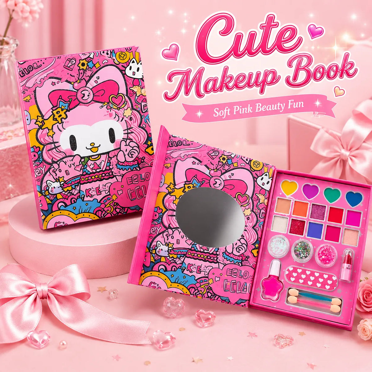 Hello Kitty Girls Pretend Makeup Set – 22 Piece Kids Beauty Play Set
